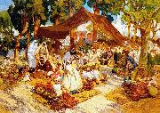 Frederick Arthur Bridgman An evening gathering at a North-African encampment oil painting on canvas